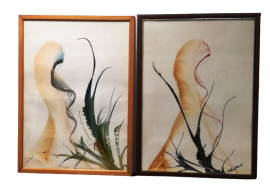Pair of abstract paintings by Stefano Colombo, 1970s
                            