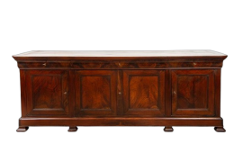 Antique Louis Philippe Capuchin sideboard with four doors in solid walnut                     
                            