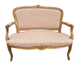 Antique Louis Philippe settee from the 19th century in gold leaf