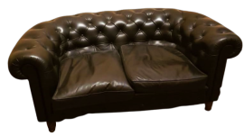 Chesterfield sofa in black leather