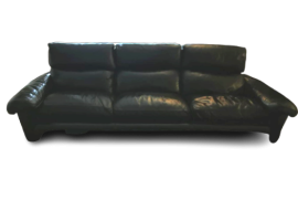 Design three seater sofa by Tito Agnoli for Poltrona Frau in black leather