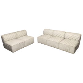 80s design modular sofa in white leather - Rossi di Albizzate