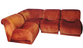 Doimo Salotti Italian 70s design modular sofa in orange velvet