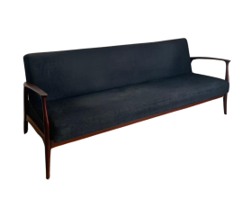 Scandinavian sofa from the 60s in black fabric and exotic wood