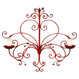 Large red lacquered wrought iron wall light, 1930s