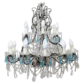 Large antique crystal chandelier from the early 20th century