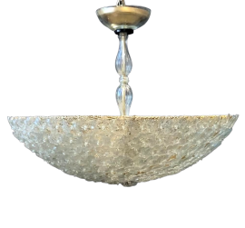 Grande lampadario in vetro di Murano a cesta con fiori                            