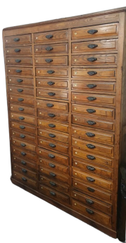 Large vintage 1920s office drawer unit filing cabinet with 48 drawers
