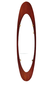 Large oval wooden mirror designed by Campo e Graffi for Stilcasa, Italy 1950s