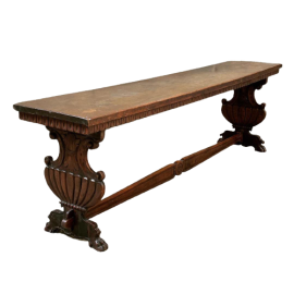 Grande tavolo antico fratino in noce massello, 1700