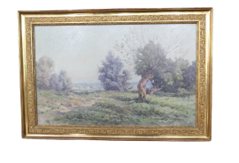 Gustave Maincent - countryside landscape painting, France 19th century