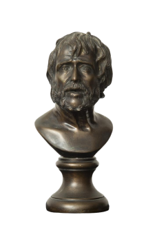 Heizler - Antique bronze sculpture depicting the head of the philosopher Seneca