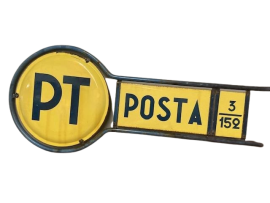 Vintage 1960s double-sided metal Italian postal sign
