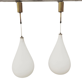 Drop-shaped pendant lamp in opaline glass, Italy 1950s