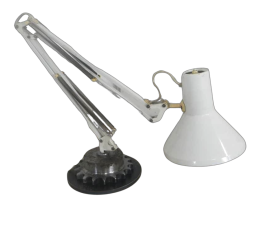Emmedi industrial table lamp in white metal, 1960s