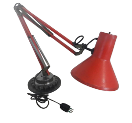 Emmedi industrial table lamp in red metal, Italy 1960s            