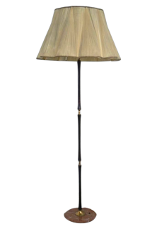 1940s floor lamp with pink marble base and lampshade       