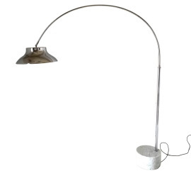 Adjustable arched design floor lamp in steel and Carrara marble, Italy 1960s