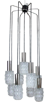 421 chandelier by Bauhamp Leuchten Neheim in molded glass                          
                            