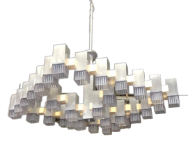Cubic design Sciolari style chandelier, 70s design