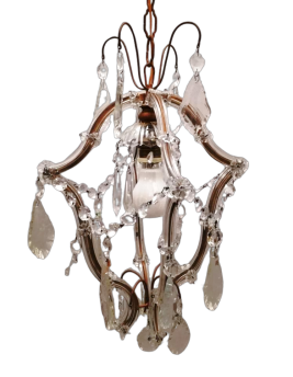 Vintage Maria Theresa style chandelier with crystal drops, 1950s