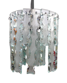 Vistosi chandelier with satin glass plates worked on the edges, 1970s