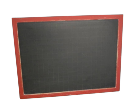 Vintage school wall blackboard with red wooden frame, 1960s