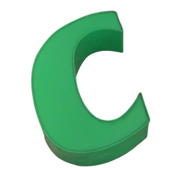 Lettera C in plastica verde per insegna vintage anni '80