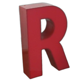 Lettera R in plastica rossa per insegna vintage anni '70