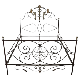 Antique Empire double bed in wrought iron, early 19th century