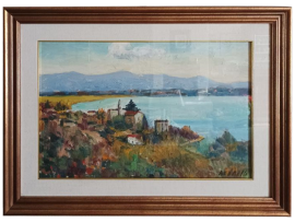 Luigi Redaelli, dipinto paesaggio Lago di Pusiano