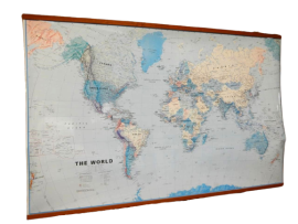 Vintage political map of the world in laminated paper