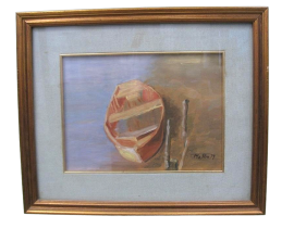 Mario Strocchi - dipinto con barca, anni '70
