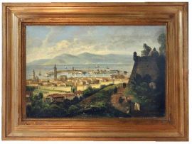 Messina, dipinto di E. Ferrante, scuola Posillipo, olio su tela 