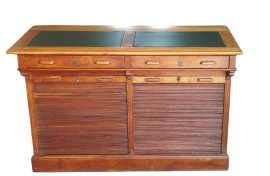 Vintage desk unit with roller shutter filing cabinet