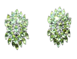 Vintage silver earrings with marquise cut peridot crystals