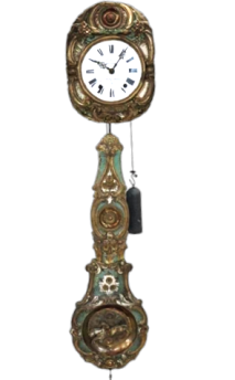 Antique pendulum wall clock in bronze from the 19th century