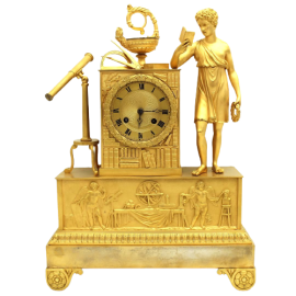 Orologio a pendolo Impero in bronzo dorato dell'800