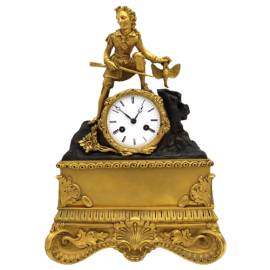 Parisian Charles X pendulum clock in gilded bronze, 19th century