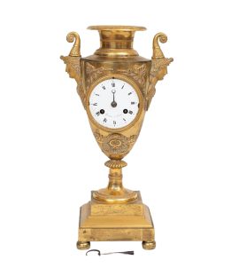 Antique Parisian Empire cup clock in finely chiseled gilded bronze