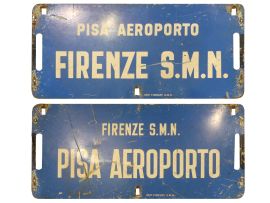 RAILWAY DIRECTION SIGN BOARD PISA AIRPORT/ FLORENCE S.M.N.