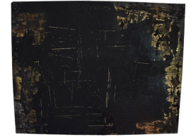 Petrolio, l'oro nero - dipinto di Andrea Busnelli in foglia d’oro, acrilico e sabbia
