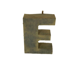 Capital letter E in tin, 70s
