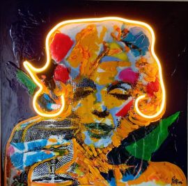 Rolando Pellini - Marilyn Monroe led painting, acrylics on canvas                       
                            
                            