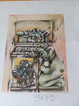 Lithograph painting by Ercole Pignatelli dated 1974