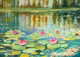 Lago con Ninfee -  dipinto di Miranda Magistrelli