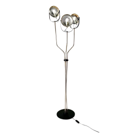 Reggiani design chromed steel floor lamp with three lights, 1960s     