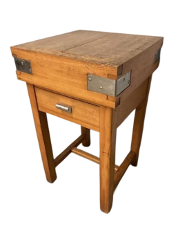Small vintage butcher block counter with drawer, Italy 1950s       