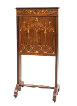 Piccolo secretaire antico Carlo X con intarsi in legno esotico pregiato