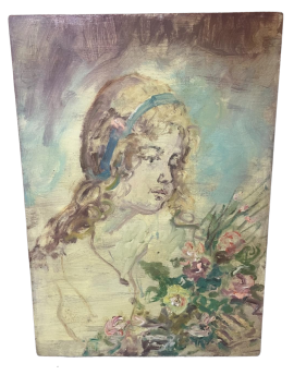 Pietro Augusto Cassina - Ritratto di giovane donna, olio su masonite, anni ‘70